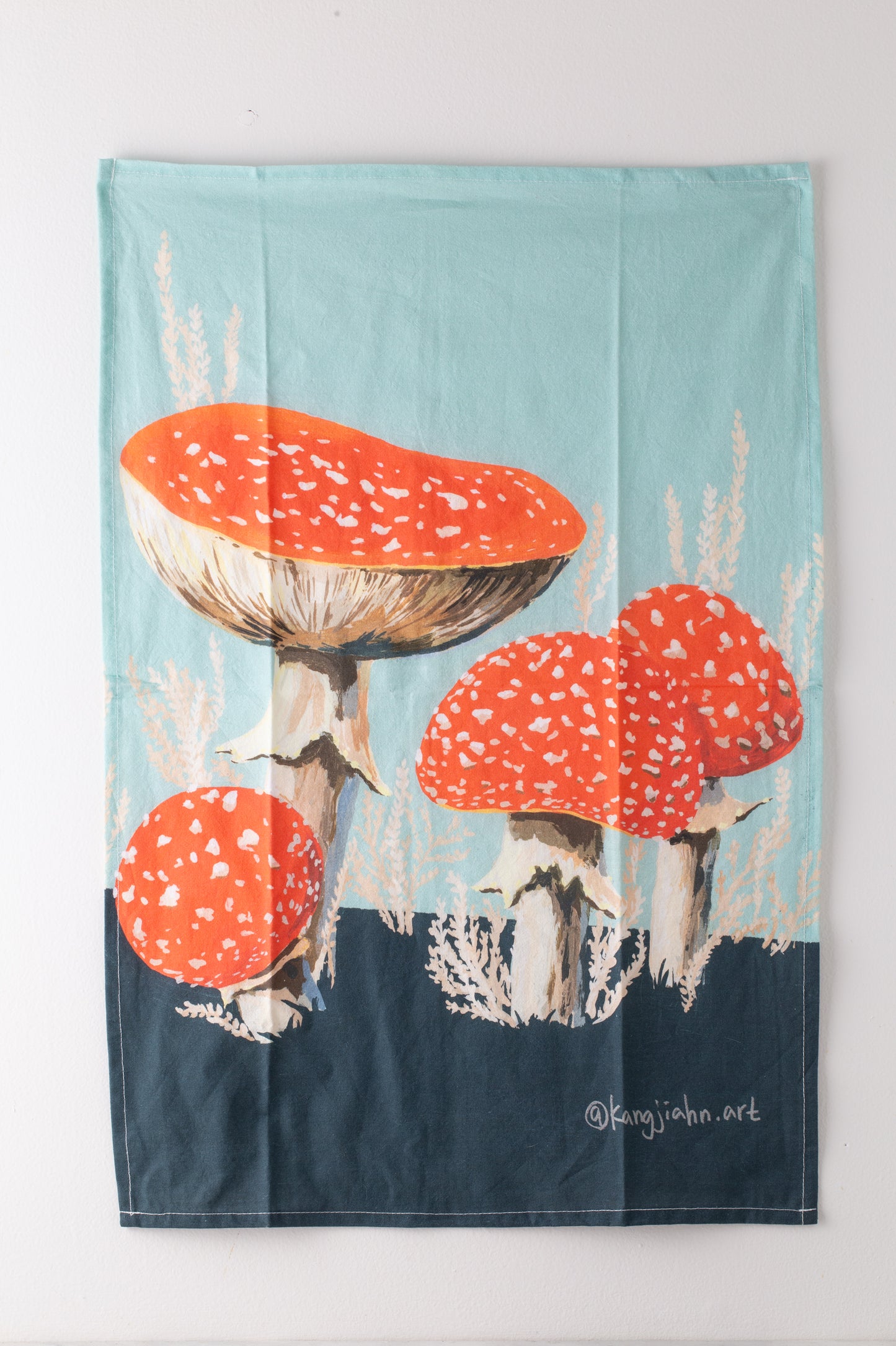 Red Agaric Mushroom Tea Towel