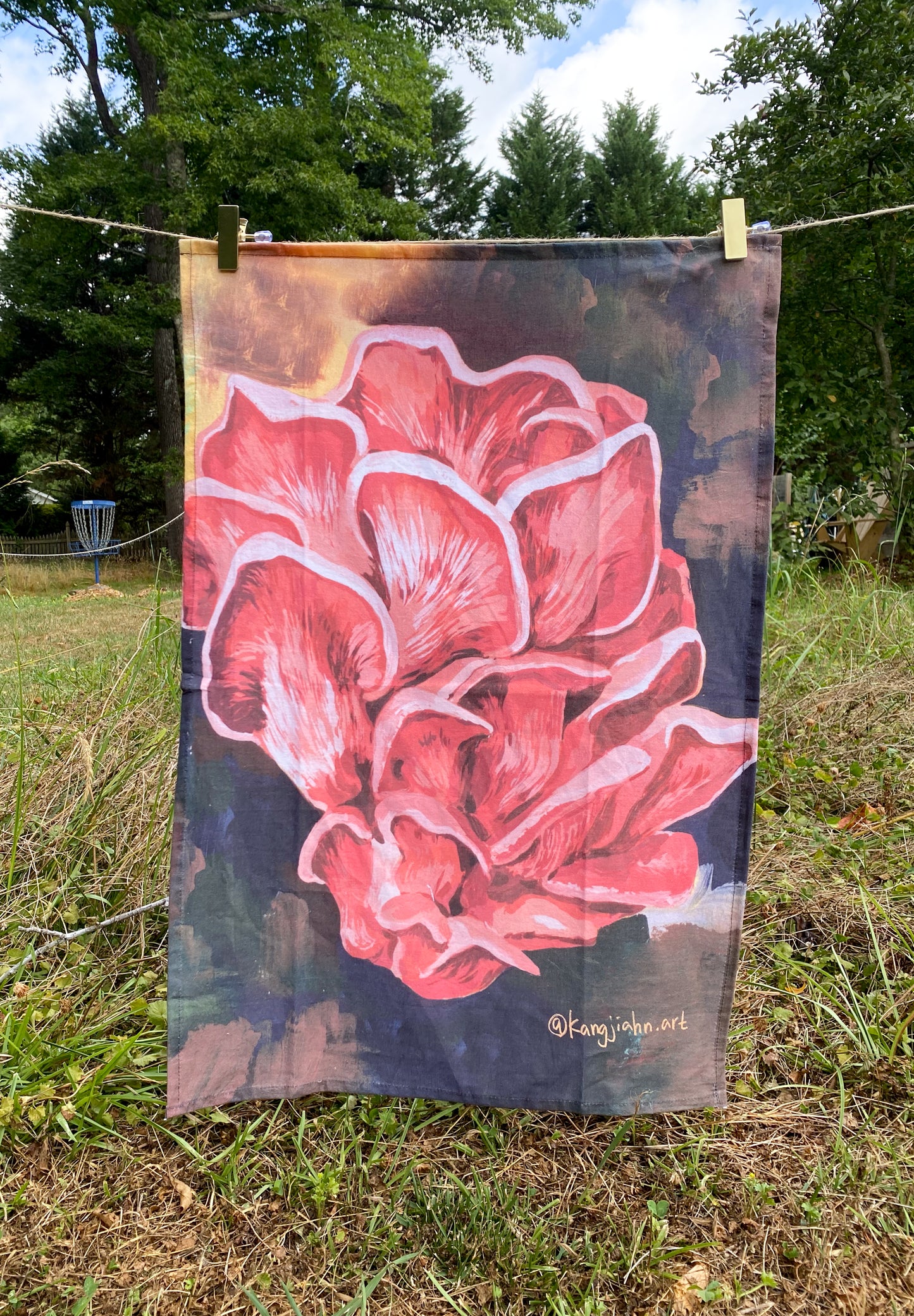 Pink Oyster Mushroom Tea Towel