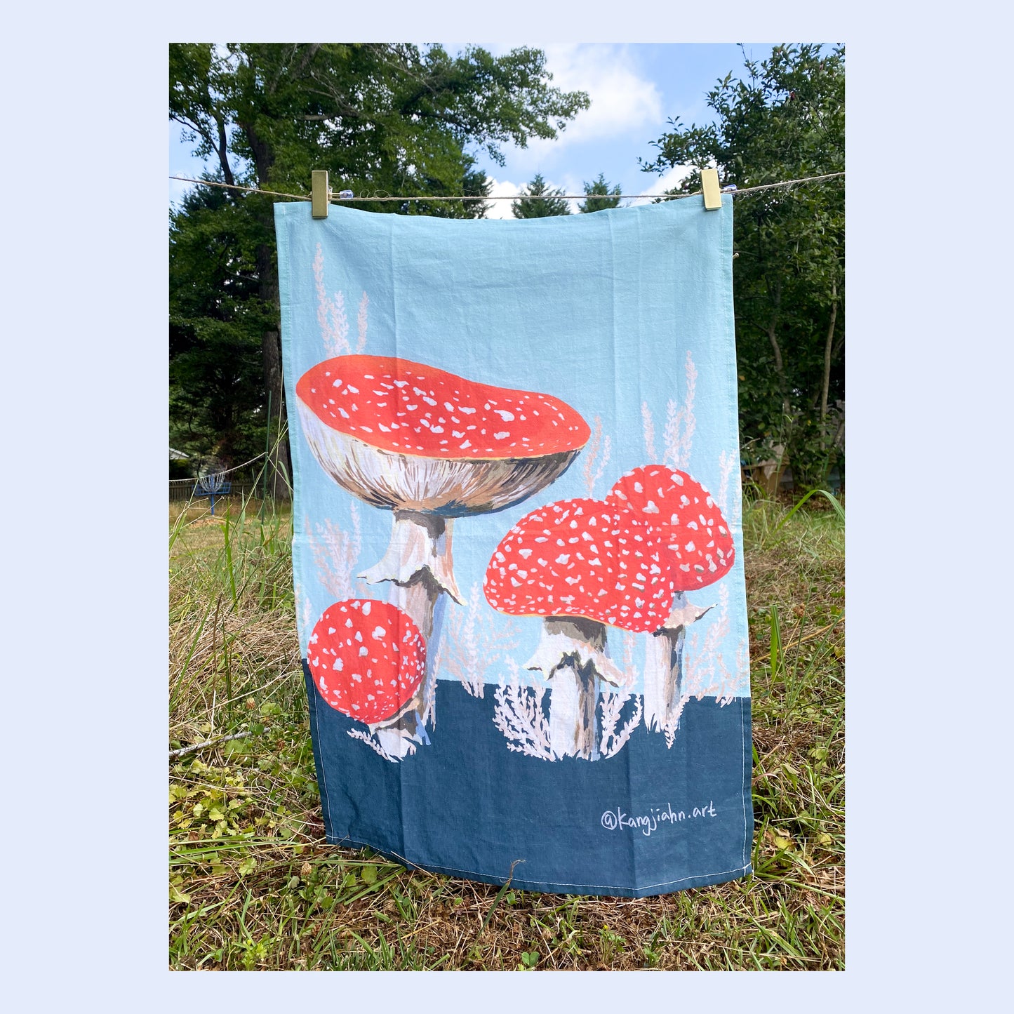 Red Agaric Mushroom Tea Towel